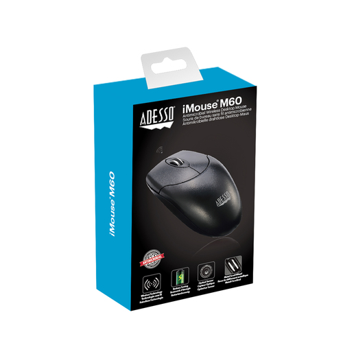 Adesso (iMouse M60), Ambidextrous, RF Wireless, 1200 DPI, Optical Mouse