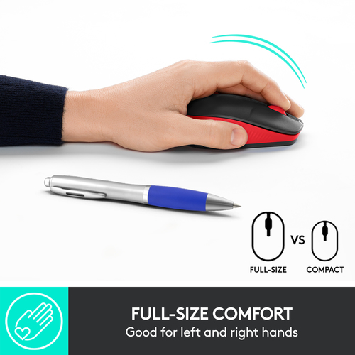 Logitech M190 Full-size wireless mouse (910-005908), Ambidextrous, Optical