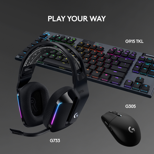 Logitech G G733 Wireless, 20 - 20000 Hz, Gaming, Headset/Headphones, Black
