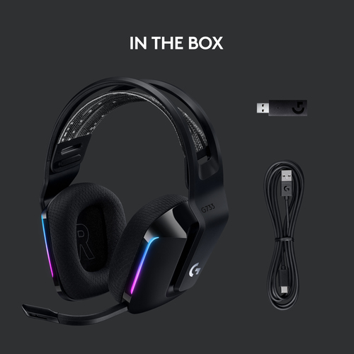 Logitech G G733 Wireless, 20 - 20000 Hz, Gaming, Headset/Headphones, Black
