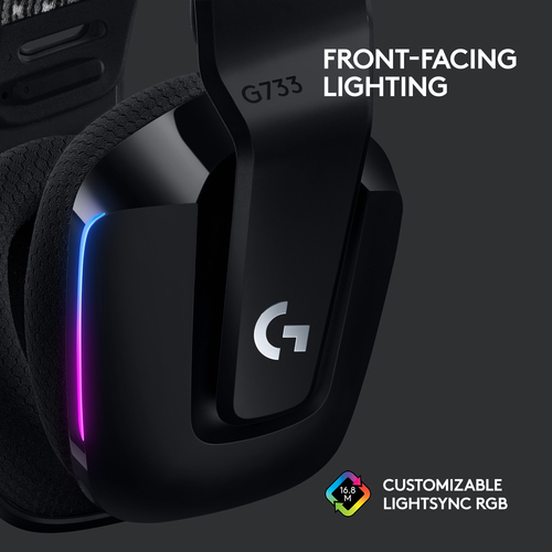 Logitech G G733 Wireless, 20 - 20000 Hz, Gaming, Headset/Headphones, Black