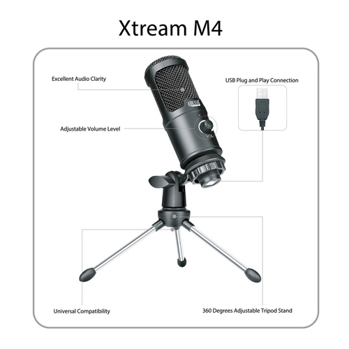 Adesso Xtream M4 Table Microphone 200–18000 Hz 58 dB