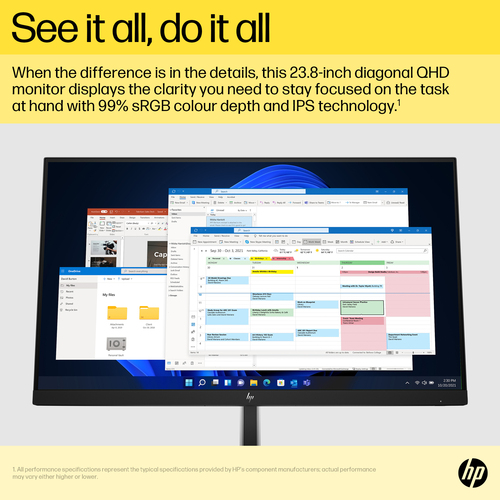 HP E24q G5 QHD Monitor, 60.5 cm (23.8"), 2560 x 1440 pixels, Quad HD LCD Monitor