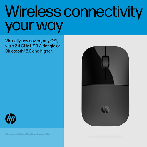 HP Z3700 Dual Black Mouse, Ambidextrous, RF Wireless, 1600 DPI