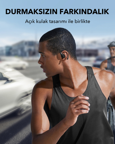 Open-ear true wireless AeroFit Pro with physical button controls