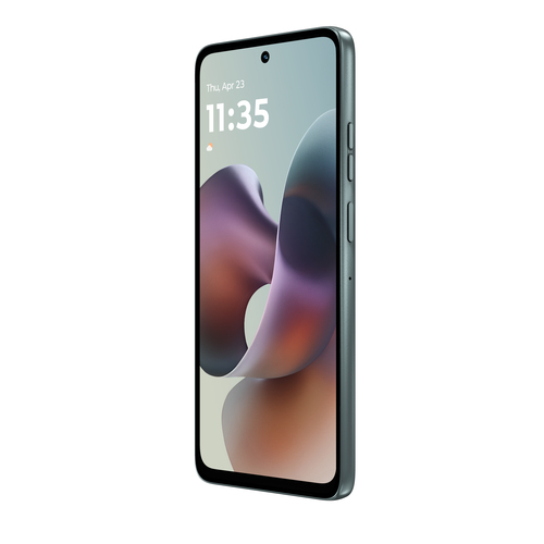 Motorola moto g56 5G front display with punch-hole camera and side-mounted volume controls