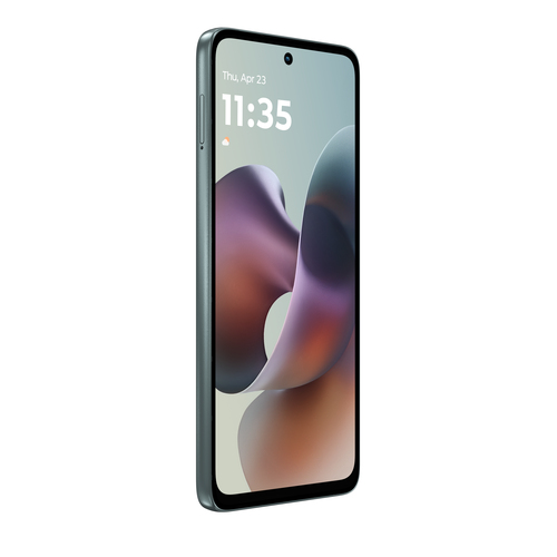 Side profile of Motorola moto g56 5G highlighting slim frame and physical power button