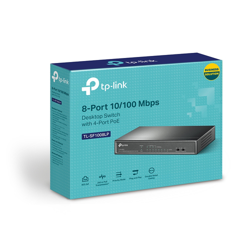 TP-Link (TL-SF1008LP), Fast Ethernet PoE, Unmanaged Network Switch