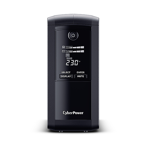 Line-interactive CyberPower VP700EILCD UPS displaying battery status