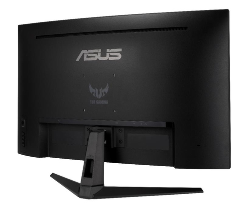 Side angle of ASUS TUF Gaming VG328H1B showing ergonomic tilt design