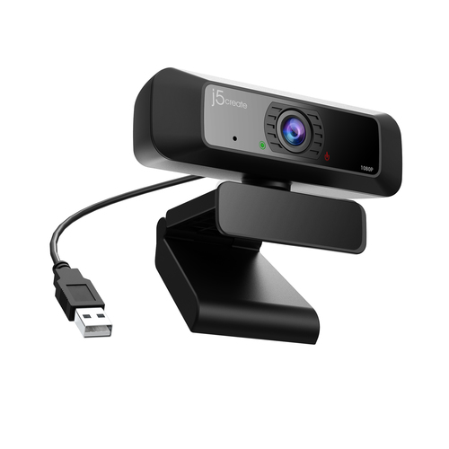 j5create JVCU100 1080p Full HD Webcam, 2.07MP, 360° Rotation, USB, Black
