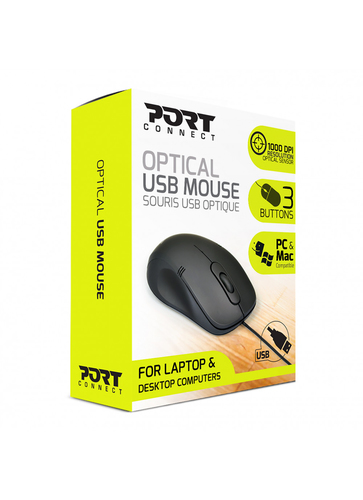 Port Designs (900400-PRO) Ambidextrous, Optical, USB Type-A, 1000 DPI, Mouse