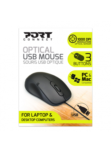 Port Designs (900400-PRO) Ambidextrous, Optical, USB Type-A, 1000 DPI, Mouse