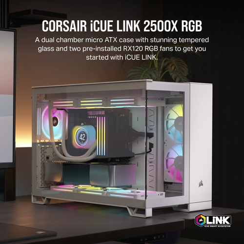Corsair 2500X RGB,  White, ATX, Mid Tower, PC Case