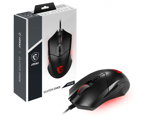 MSI CLUTCH GM08 Optical Gaming Mouse, Ambidextrous, Optical, USB/A, 4200 DPI