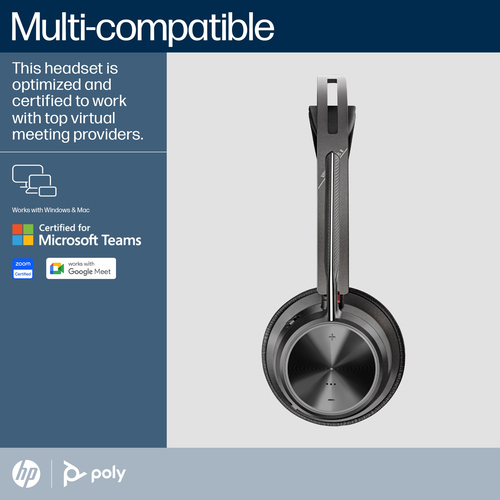 POLY Voyager (9T9J6AA#AC3) Focus 2 USB-C/A, Wireless, Headset/Headphones, Black