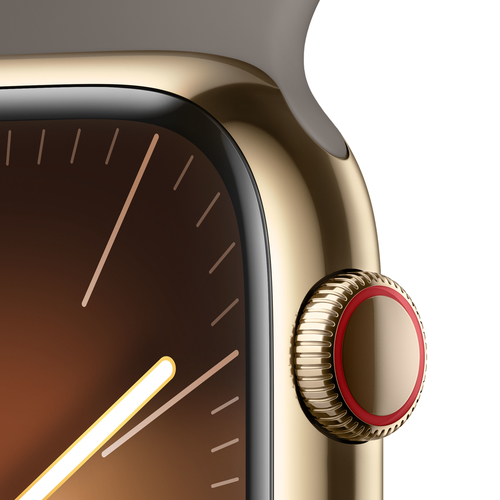 Apple Series 9 smartwatch showing digital display and rounded corners