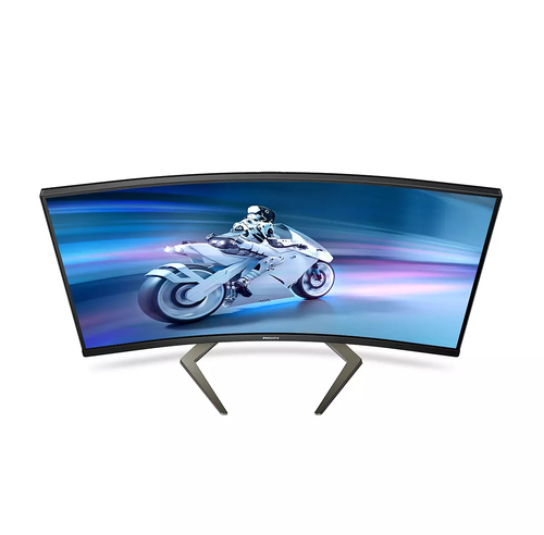 Philips Momentum 32M1C5200W curved monitor side angle image on stand