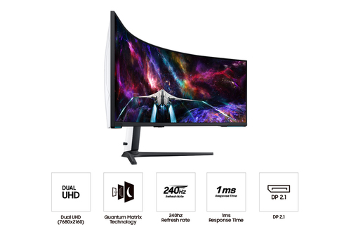 Samsung 57" G95NC Odyssey Neo G9 7680 x 2160 pixels Monitor Black, White