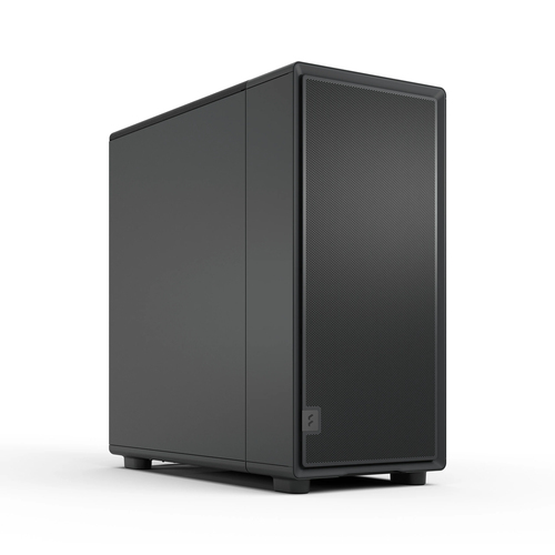 Fractal Design Epoch XL black tower PC showing sleek steel frame and mesh front panel.