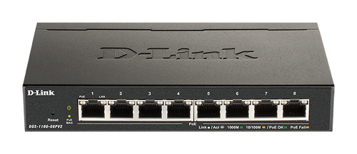 D-Link, 8-Port PoE Gigabit, L2/L3, Smart Managed Switch