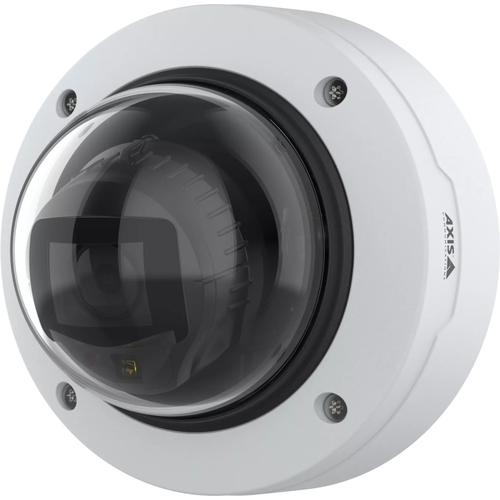 Axis P3277-LV 5 MP dome camera mounted on ceiling black and white