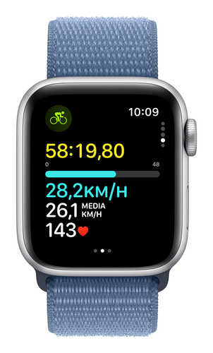 Apple Smartwatch SE Silver Aluminium Case w/ Blue Sport Loop, OLED, 32 GB, GPS