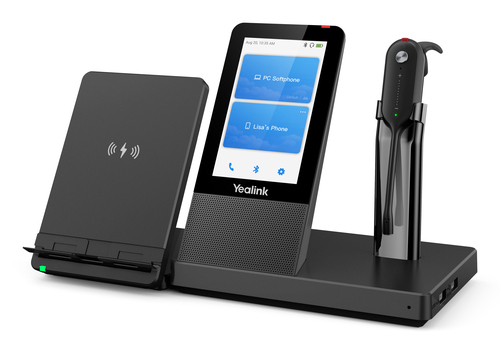 Yealink WH67 UC wireless headset with black ear-hook design for office use