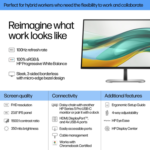 HP Series 5 Pro, 60.5 cm (23.8"), 1920 x 1080 pixels, LCD, FHD Monitor