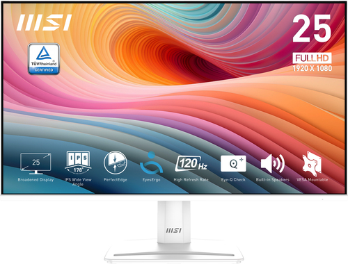 MSI Pro MP251W E2 24.5" 1920 x 1080 pixels Full HD LED Monitor 4 ms, White