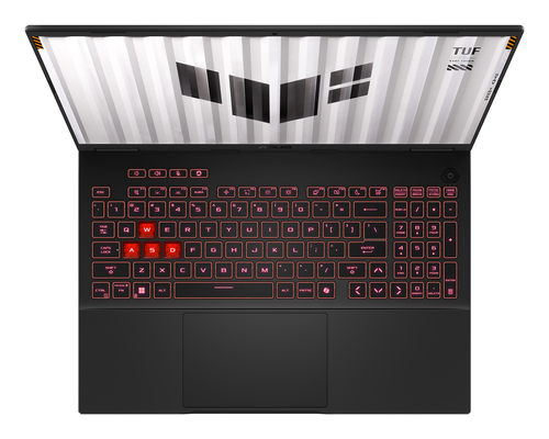 ASUS TUF Gaming A16 laptop on desk, high performance gaming laptop with 16GB RAM and 1TB SSD