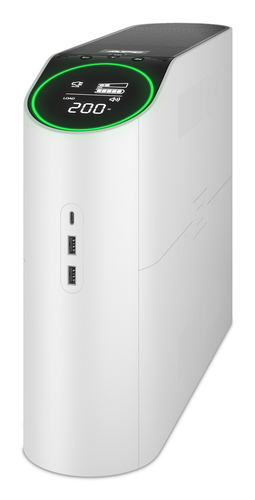 Front view of APC Back-UPS Pro 1320W tower UPS with LCD display