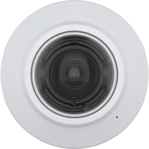 Ceiling-mounted Axis 02832-001 camera highlighting PoE and SD card edge storage features