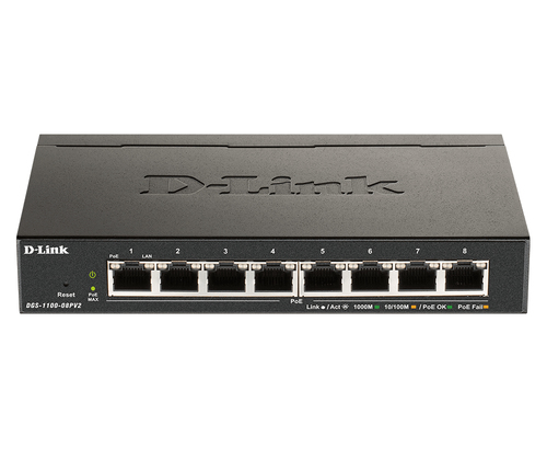 D-Link, 8-Port PoE Gigabit, L2/L3, Smart Managed Switch
