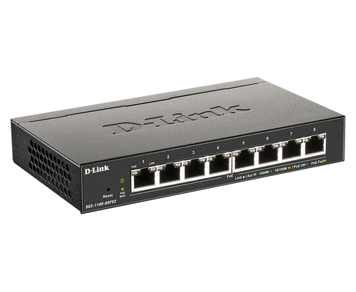 D-Link, 8-Port PoE Gigabit, L2/L3, Smart Managed Switch