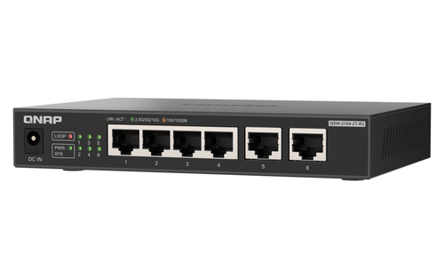 QNAP (QSW-2104-2T-R2), 10G Ethernet, Desktop Unmanaged Switch