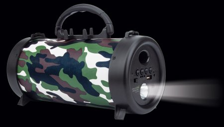 Manhattan Camouflage Bluetooth Speaker compact design on table setup