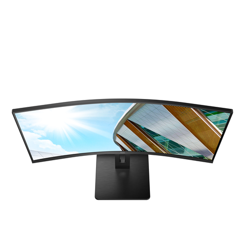 AOC P2 CU34P2A ultra wide monitor showing ergonomic height and swivel stand