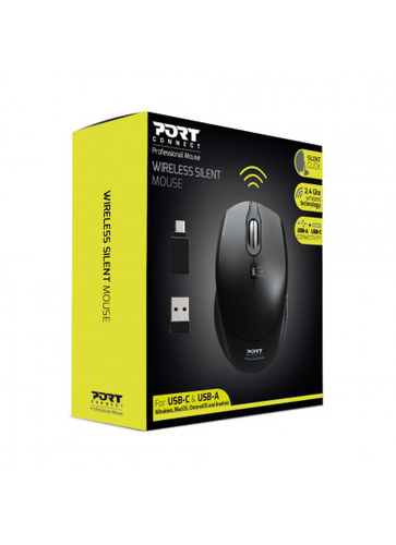 Port Designs (900713) Ambidextrous, RF Wireless + USB Type-C, 1600 DPI, Mouse