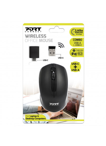 Port Designs (900508), Ambidextrous, RF Wireless + USB/C, Mouse