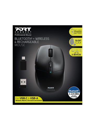 Port Designs 900715, Right-hand, Optical, RF Wireless + Bluetooth Mouse