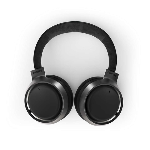 Black over-ear Philips Fidelio headset showing ANC button and touch controls