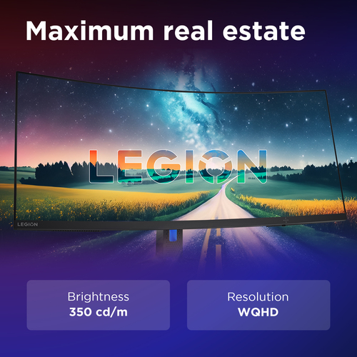 Lenovo 34 inch WQHD monitor image showing wide workspace for multitasking
