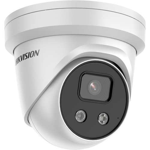 Hikvision DS-2CD2366G2-IU camera mounted on a white ceiling indoors
