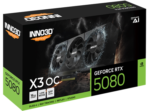 INNO3D GeForce RTX 5080 X3 OS, 16 GB GDDR7 PCI Express 5.0 Gaming Graphics Card