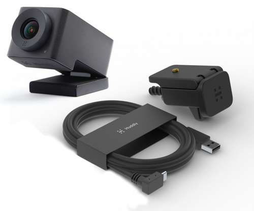 Huddly IQ Webcam with Mic delivering clear 1080p video and beamforming audio