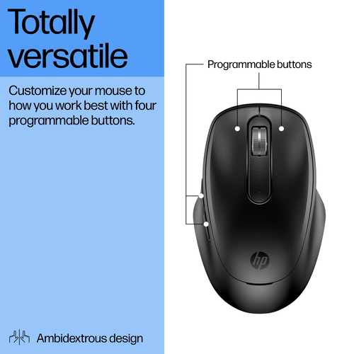 HP 510 Ultra-Fast Rechargeable Wireless Mouse, Ambidextrous, 4000 DPI, Black