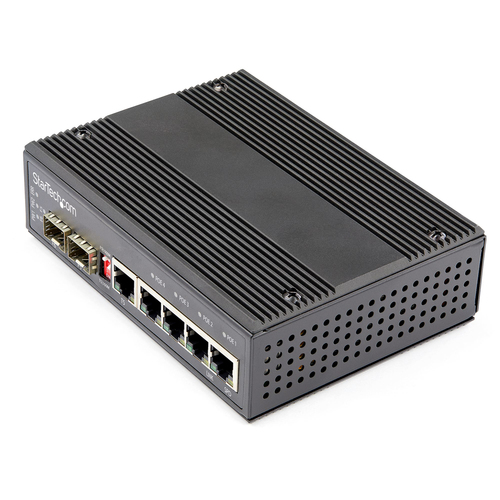Startech Industrial 6 Port GbE 4 PoE+ RJ45, 2 SFP Rugged DIN Mountable Unmanged Switch