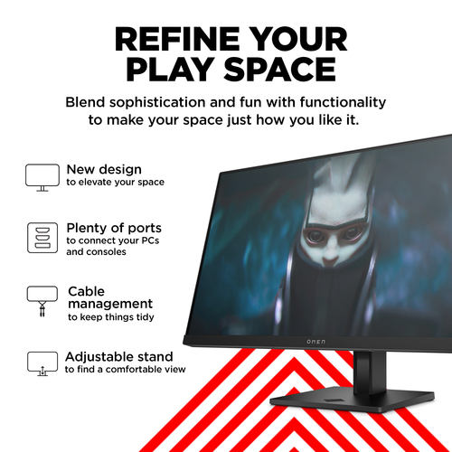 Side angle of 23.8 inch OMEN gaming monitor with sleek black stand