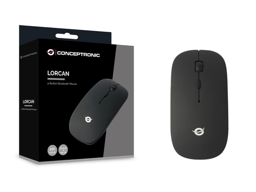 Conceptronic (LORCAN01B) 4-Button Bluetooth Mouse, Ambidextrous, Optical, Mouse